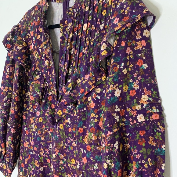 Farm Rio Floral Long Sleeve Jumpsuit in Dark Purple - Picture 3 of 14